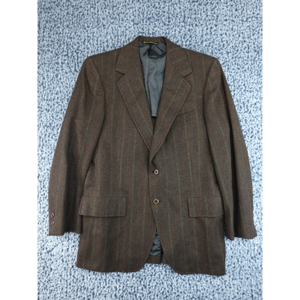 Hart Schaffner Marx Vintage Wool Brown Herringbone Striped Blazer Mens 40R